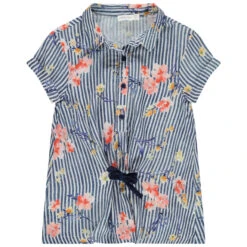 Tunique Manches Courtes à Rayures Et Fleurs