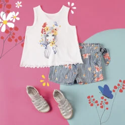 Short à Rayures Et Fleurs All-over -Orchestra HFINWC ECR 10 X