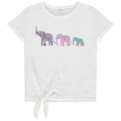 T-shirt Manches Courtes à éléphants En Sequins Et Liens à Nouer