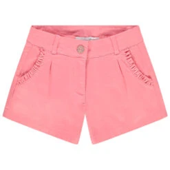 Short En Satin De Coton Uni à Poches Volantées