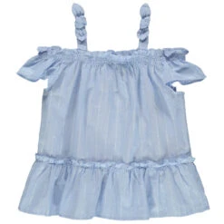 Top En Voile Volanté Et Fines Rayures Brillantes