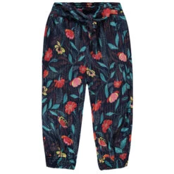 Pantacourt Large à Fleurs Et Rayures Dorées