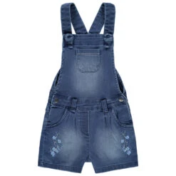 Salopette En Jean Effet Used à Fleurs Brodées