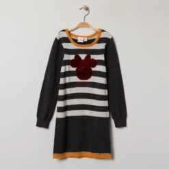 Robe En Tricot Manches Longues Motif Minnie Disney En Sequins Magiques