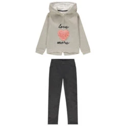 Jogging Bicolore En Molleton Avec Coeur Effet Pétales