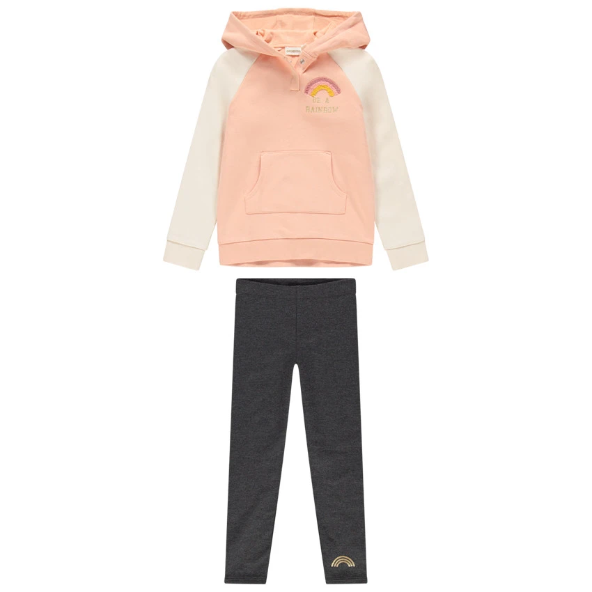 Jogging En Molleton Avec Sweat Motif Arc-en-ciel Et Legging Chiné 1 Jogging En Molleton Avec Sweat Motif Arc-en-ciel Et Legging Chiné