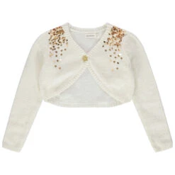 Boléro En Maille Chenille à Sequins Dorés