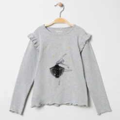 T-shirt Manches Longues Print Danseuse étoile Et Détails Dorés