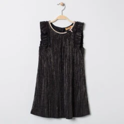 Robe De Fêtes Plissée Irisée à Manches Volantées