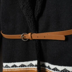 Gilet En Tricot Doublé Sherpa à Motif Ethnique Et Ceinture -Orchestra HFIOHD GRF 3 X