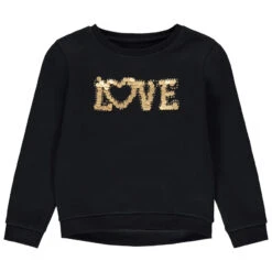 Sweat En Molleton Gratté à Inscription En Sequins Dorés