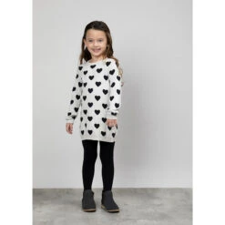Robe Pull En Tricot à Coeurs En Jacquard Pour Enfant Fille -Orchestra HFIOJR GRF 10 X