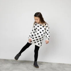 Robe Pull En Tricot à Coeurs En Jacquard Pour Enfant Fille -Orchestra HFIOJR GRF 11 X