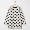 Robe Pull En Tricot à Coeurs En Jacquard Pour Enfant Fille