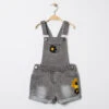 Salopette Effet Used à Fleurs Brodées Pour Enfant Fille