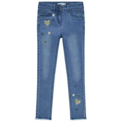 Jean Skinny Avec Coeurs En Sequins Pour Fille