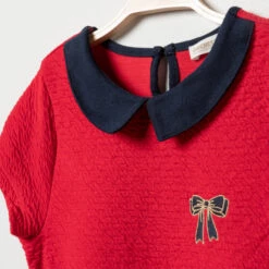 Robe Manches Courtes Col Claudine à Noeud Brodé -Orchestra HFIONZ RGF 3 X