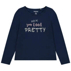 T-shirt Manches Longues Print Message En Coton Pour Enfant Fille