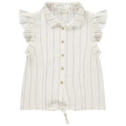 Chemisier Rayé à Manches Volantées