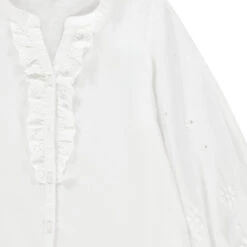 Chemise Manches Longues à Jabots Et Fleurs Brodées -Orchestra HFIOON BLA 3 X