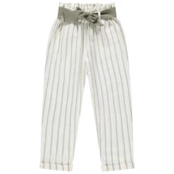 Pantalon Taille Haute à Rayures All-over Et Ceinture à Nouer