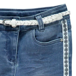 Jean Effet Used à Bandes Imprimées Et Ceinture Tressée -Orchestra HFIOOX BLC 3 X