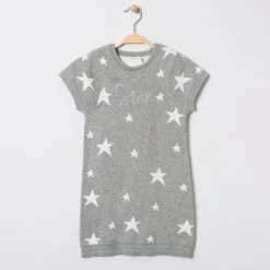 Robe Manches Courtes En Tricot Motif étoiles Pour Enfant Fille