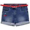 Short En Jean Effet Used à Cerises Brodées