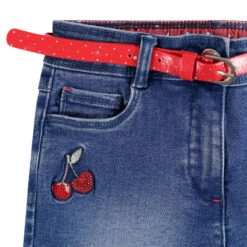 Short En Jean Effet Used à Cerises Brodées -Orchestra HFIOSV BLC 3 X