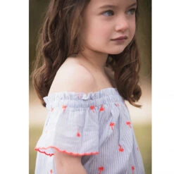 Tunique Manches Courtes à Rayures Et Palmiers Pour Enfant Fille -Orchestra HFIOVT BLC 6 X