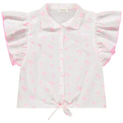 Chemise Manches Courtes Volantées Print Palmiers