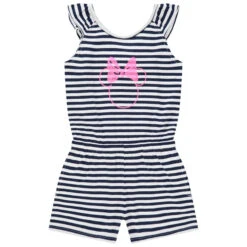 Combishort En Jersey à Rayures Print Minnie Disney En Sequins Pour Fille