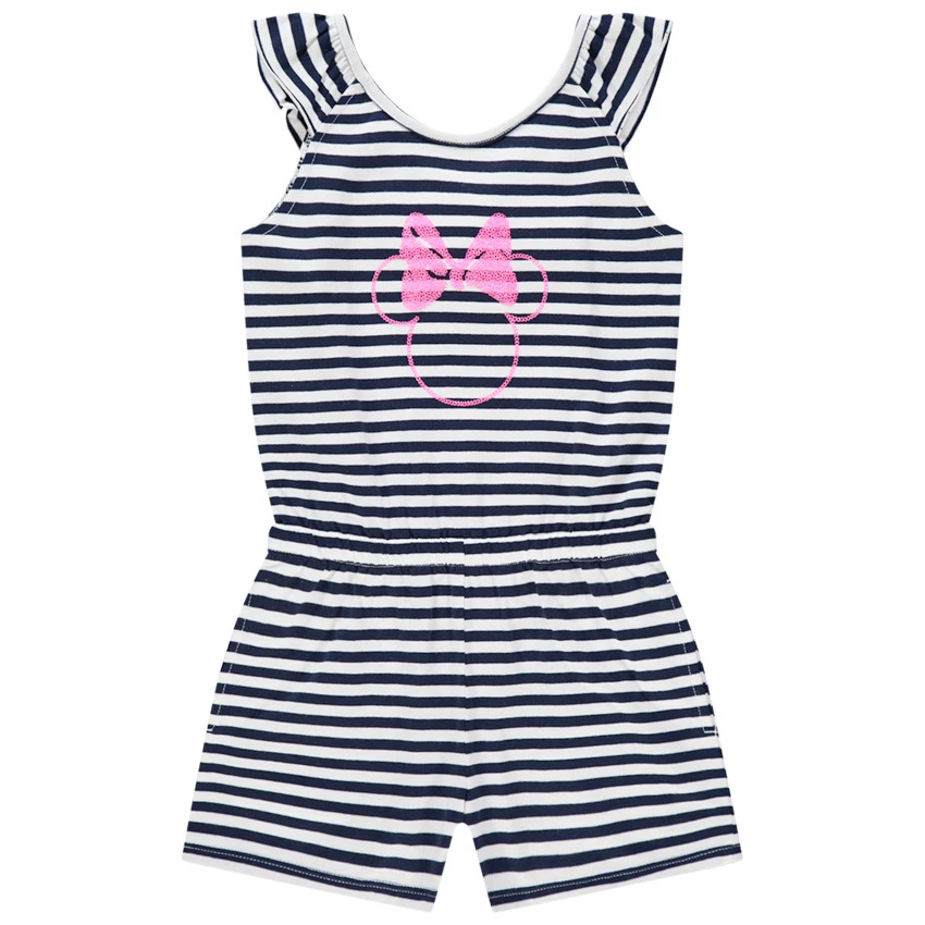 Combishort En Jersey à Rayures Print Minnie Disney En Sequins Pour Fille 1 Combishort En Jersey à Rayures Print Minnie Disney En Sequins Pour Fille