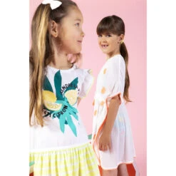 Robe Manches Courtes En Coton à Rayures Et Fruits Printés -Orchestra HFIOWN BLA 11 X