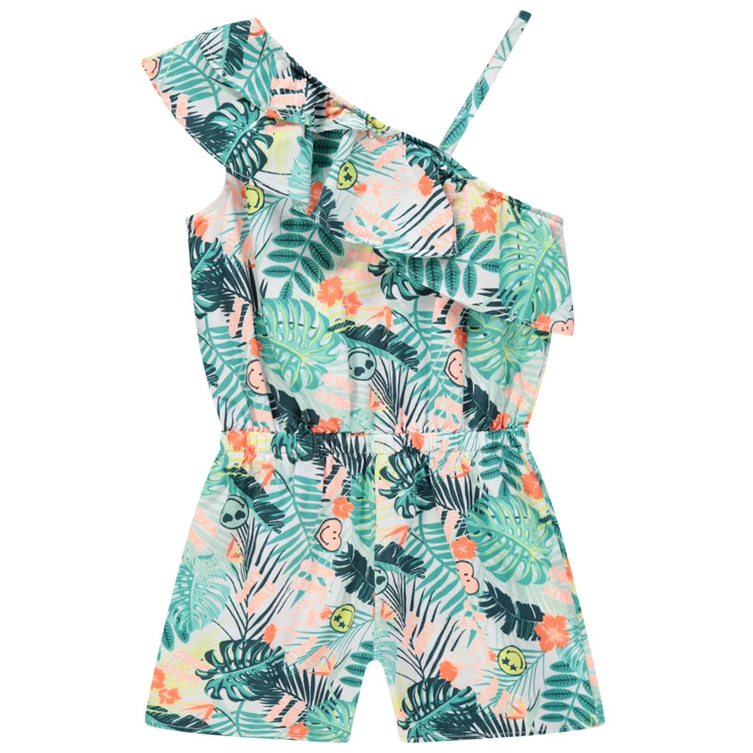 Combishort Asymétrique à Imprimé Végétal Et SmileyWorld Pour Fille 2 Combishort Asymétrique à Imprimé Végétal Et SmileyWorld Pour Fille – Image 2