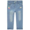 Pantacourt En Jean Effet Used à Fruits Brodés Pour Fille