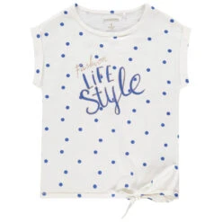 T-shirt Manches Courtes à Pois Et Message Pailleté