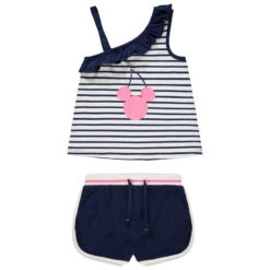 Ensemble Avec Débardeur Asymétrique Rayé Print Mickey Disney Et Short