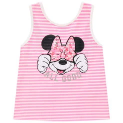 Débardeur à Rayures Print Minnie Disney Et Texte Pailleté