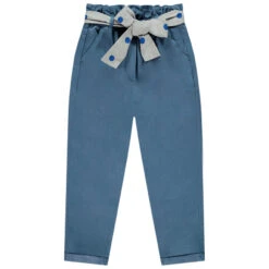 Pantalon En Lyocell Avec Ceinture Nouée à Pois