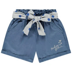 Short En Lyocell Taille Haute Avec Ceinture à Pois Pour Fillle