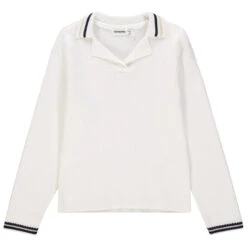 Pull En Maille Côtelée à Rayures Contrastées Placées Pour Enfant Fille