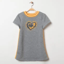 Robe Manches Courtes En Molleton Fantaisie Print Coeur