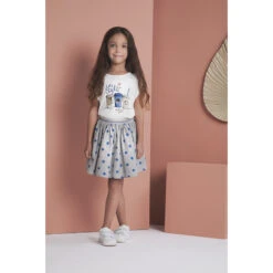 Jupe Patineuse Pour Fille à Pois Et Taille élastiquée Brillante -Orchestra HFIOYD GRM 10 X