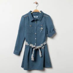 Robe Chemise En Lyocel Manches Longues Pour Fille