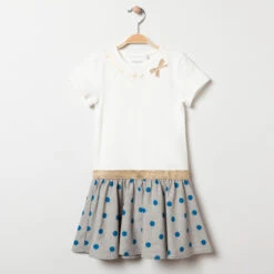 Robe En Maille Manches Courtes Effet 2-en-1 Pour Enfant Fille