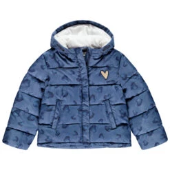 Doudoune à Capuche Imprimée Coeurs Pour Enfant Fille