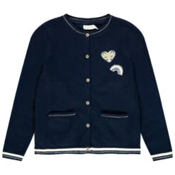 Gilet En Tricot Bleu Marine Pour Enfant Fille