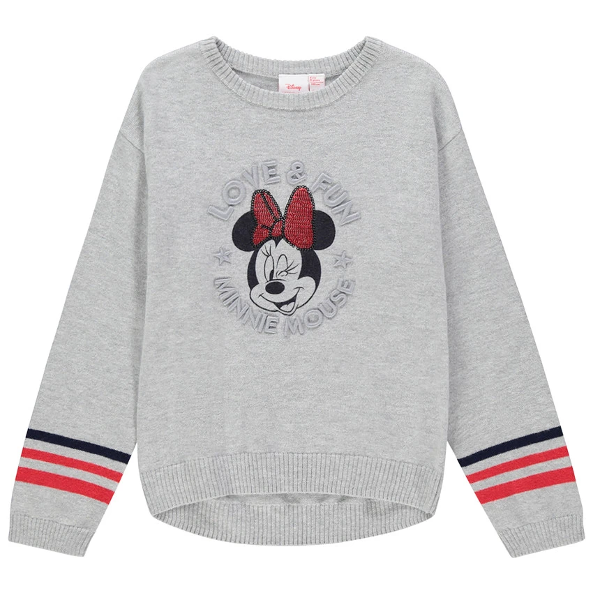 Pull Gris à Bandes Contrastées Et Motif Minnie Disney 1 Pull Gris à Bandes Contrastées Et Motif Minnie Disney
