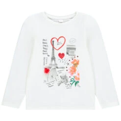 T-shirt Manches Longues Print Paris Pour Enfant Fille